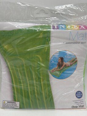 Intex Transparent Green Pool Mat 72"x27" For Adults Only Inflatable Lounge Float